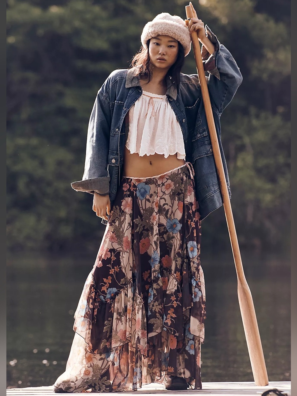 Free People Palermo Villa Chiffon Maxi Skirt